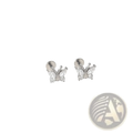 Delicate silver butterfly titanium flat back stud earrings adorned with sparkling clear zircon crystals