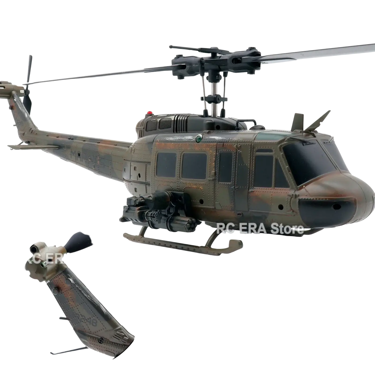 C032 uh1 remote control helicopter with camouflage weathered paint and detailed military design for realistic use