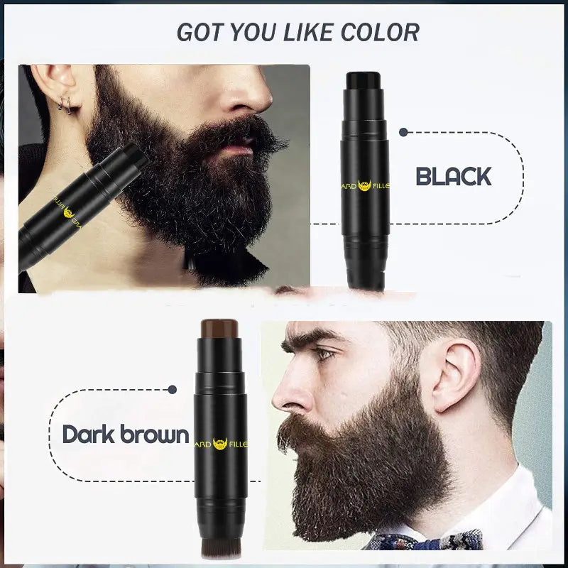 Schwarze und dunkelbraune Farbauffüllungs-Sticks für den Bart, Haardichte-Stylingstifte mit elegant-zylindrischem Design zum Bartfärben und Pflegen.
