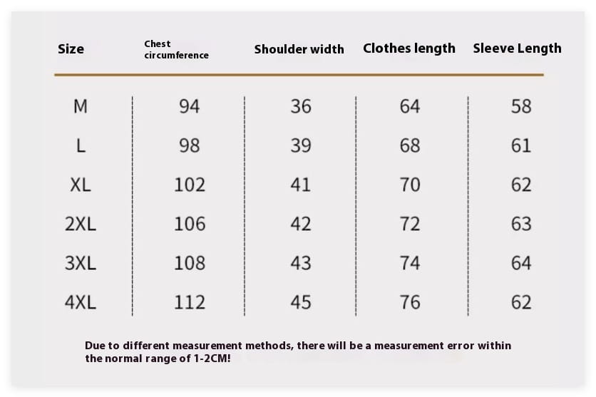 Size chart for men slim fit knit cardigan sweater in olive green showing measurements in centimeters for sizes M through 4XL.