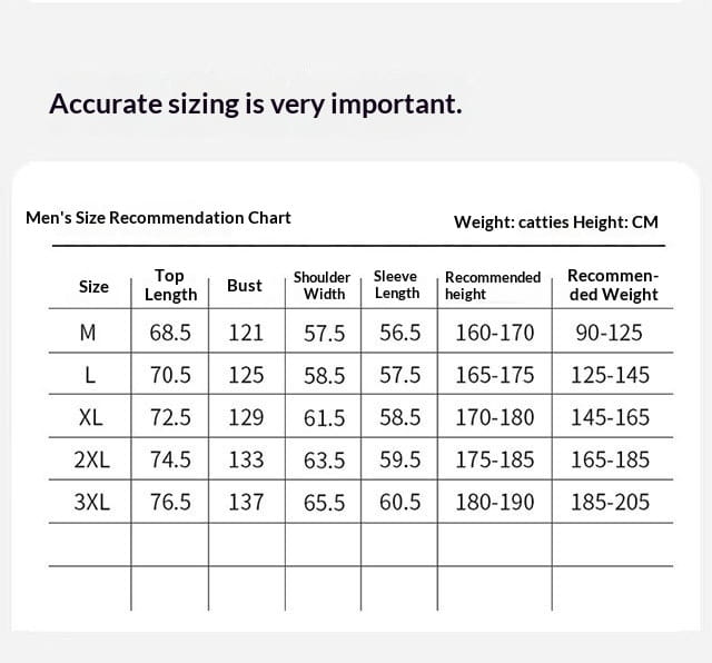Mens vintage suede bomber jacket slim fit size recommendation chart detailing measurements for top length bust shoulder width and sleeve length across sizes m to 3xl