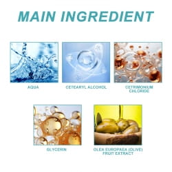 Le verso d’une crème coiffante pour cheveux lissés correctrice de protéines 60 ml, mettant en vedette un liquide transparent légèrement visqueux comme ingrédient principal.
