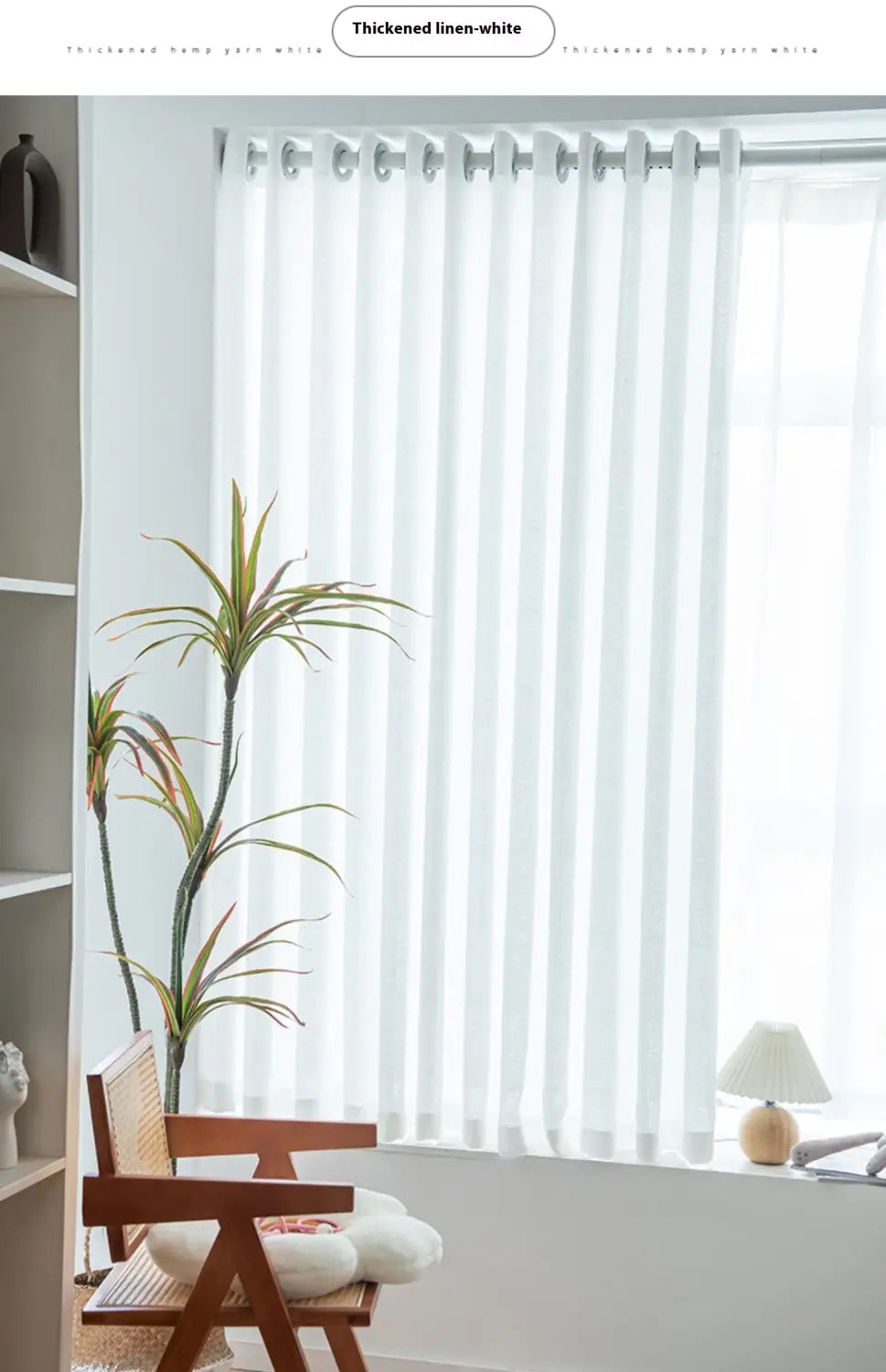 white thickened linen vertical blinds shown as textured sunscreen linen curtains for home use