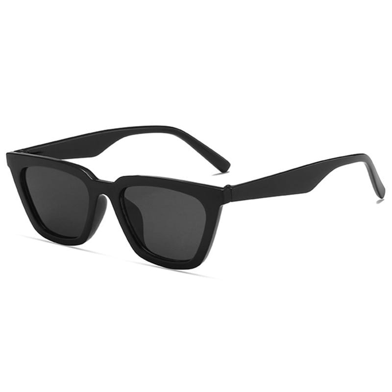 Black rectangular acetate sunglasses with dark gray lenses featuring a sleek modern design for stylish sun protection.