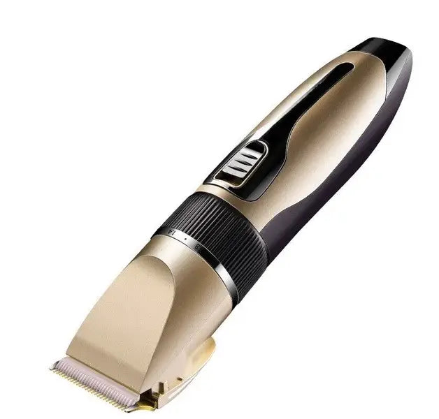 Professional hair clippers cordless gold barber kit featuring a sleek ergonomic design in gold and black electric material.
