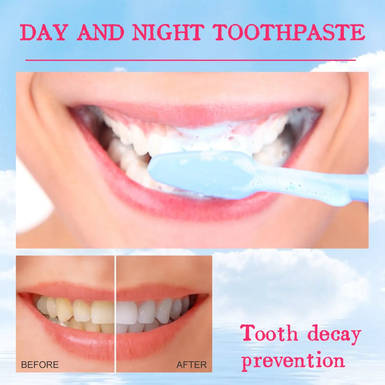 Pink and white kids foam toothpaste tube with blue brush illustration for cavity protection in blueberry flavor 60ml.