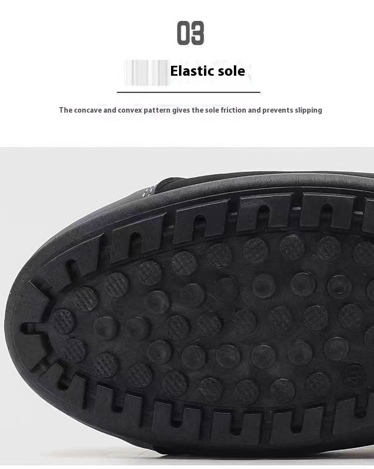 Semelle élastique noire avec un motif texturé à relief pour une meilleure adhérence sur des baskets décontractées respirantes à enfiler en maille pour hommes