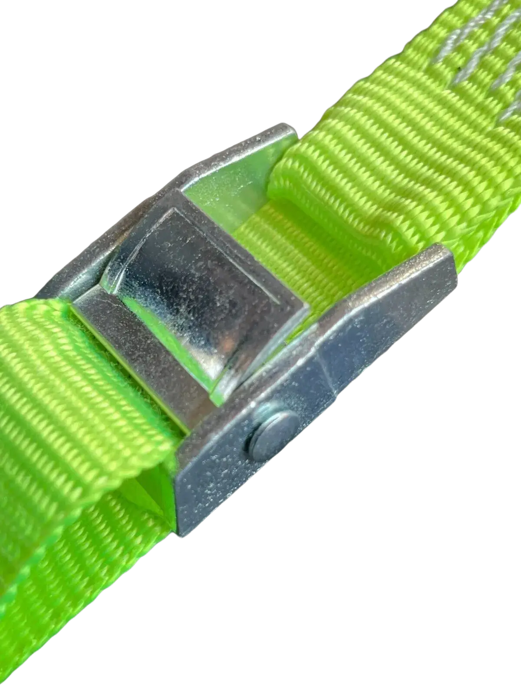 Bright green woven cab lok motorhome seat strap with silver-toned metal ratchet buckle for Fiat Ducato Boxer Relay