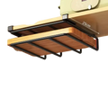 Black metal and wood cabinet hanging kitchen rack with minimalist design for storing pot lids and cutting boards