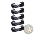 Black plastic cable clips with curved openings and rectangular slots for wire organization 60-piece set