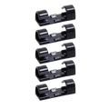 Black plastic cable clips with curved openings and rectangular slots for wire organization 60-piece set