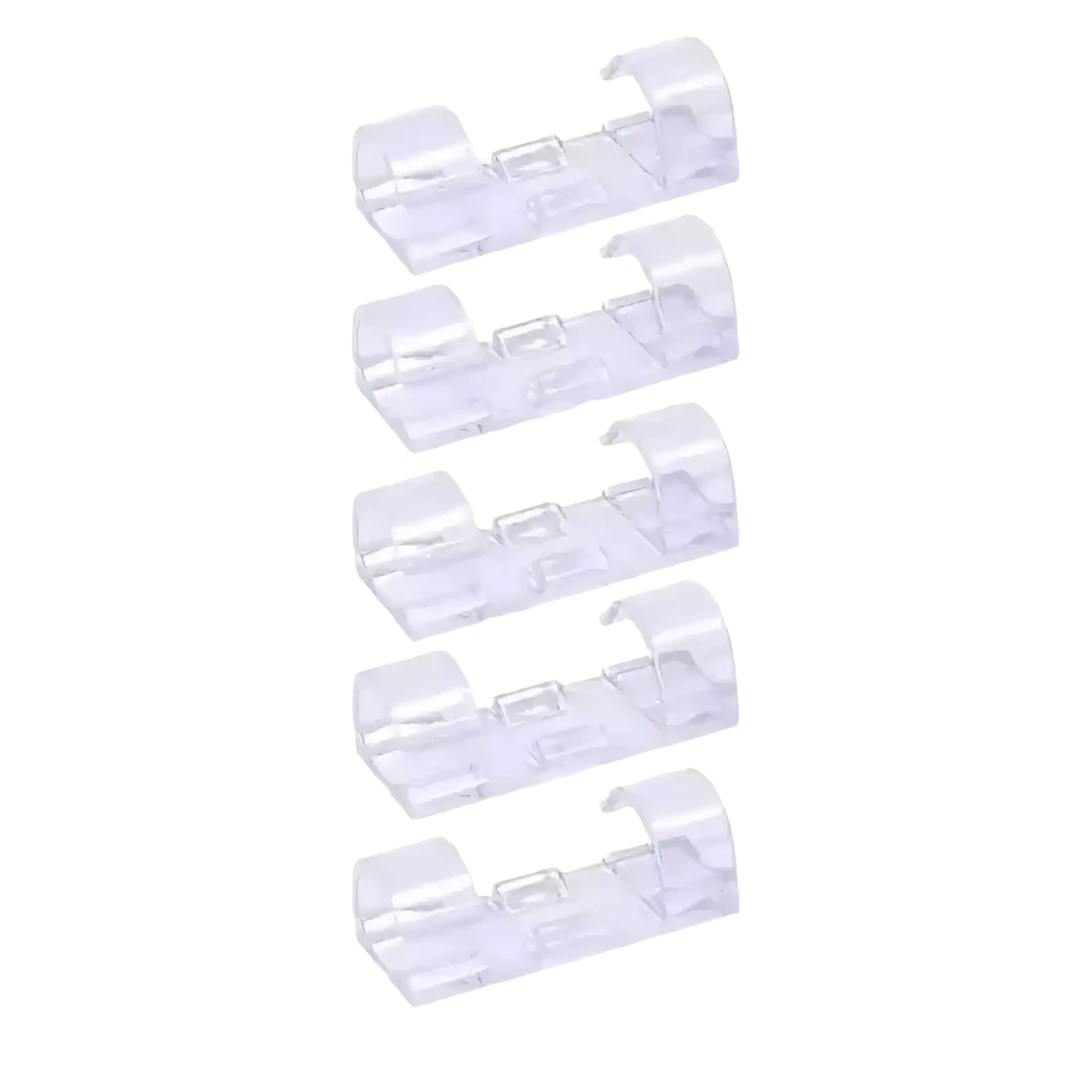 Clear plastic cable clips five pieces from cable clips organizer 60-piece set for cord management and organization