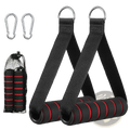 Cable machine exercise handles replacement attachments in black and red with textured grip surfaces for resistance bands
