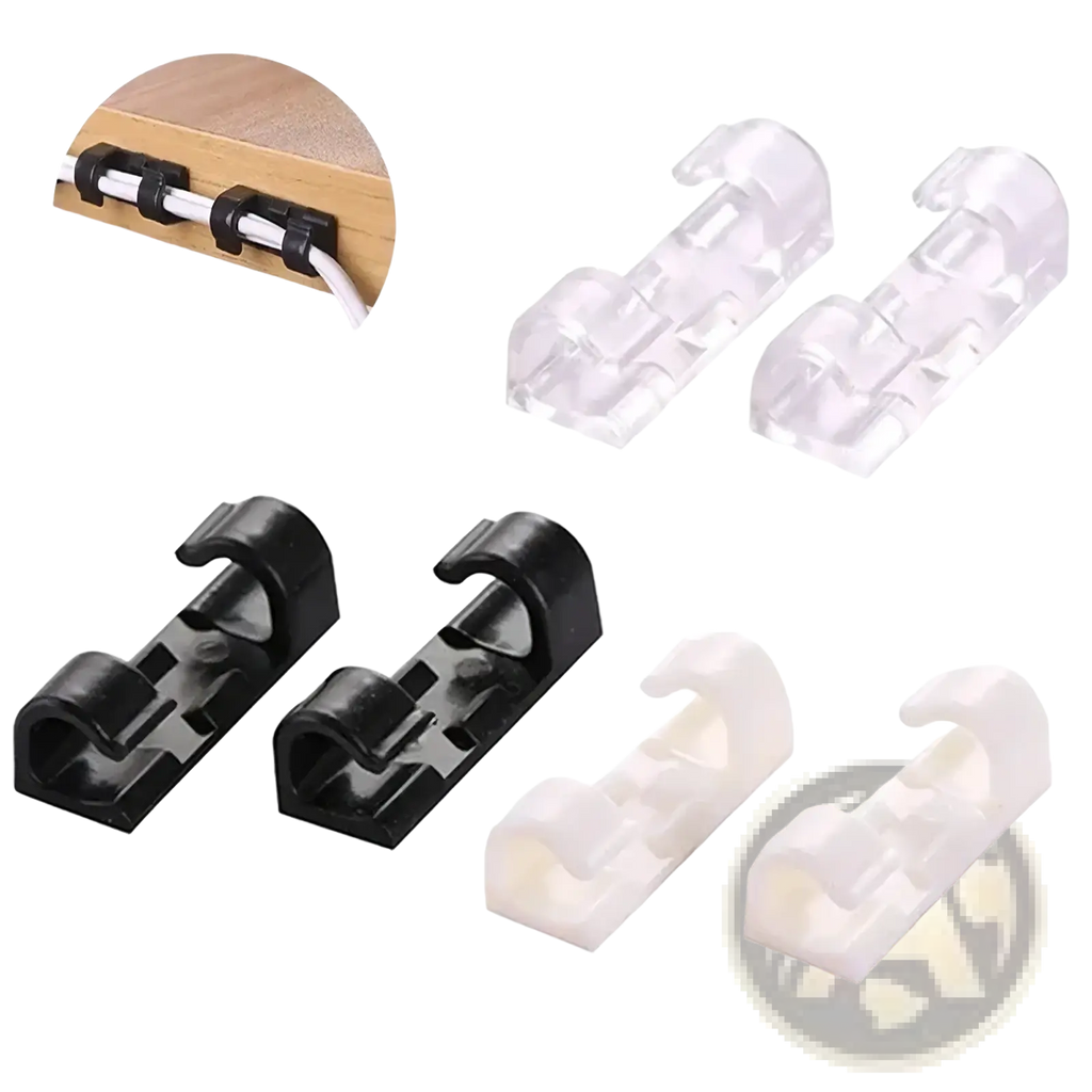 Cable organizer clips desktop cord management holder with black and clear plastic cable management clips for organizing wires