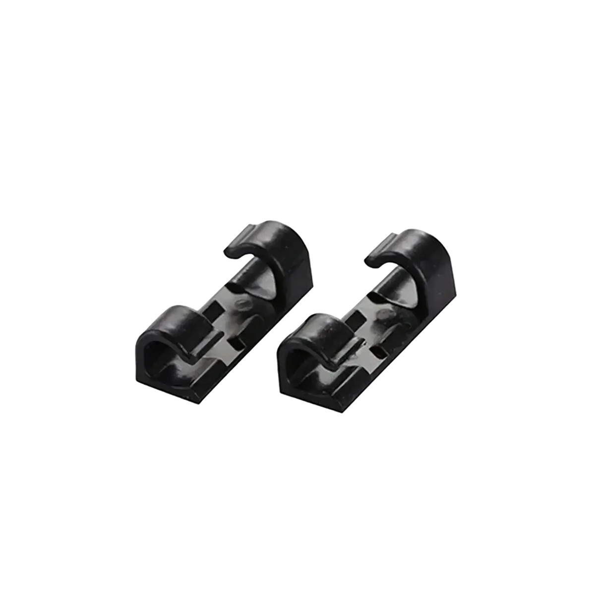 Black plastic cable organizer clips desktop cord management holder for tidy wire arrangement and cable management