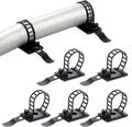Black plastic cable tie mount adjustable clips with ladder design and flat base for secure self adhesive fastening