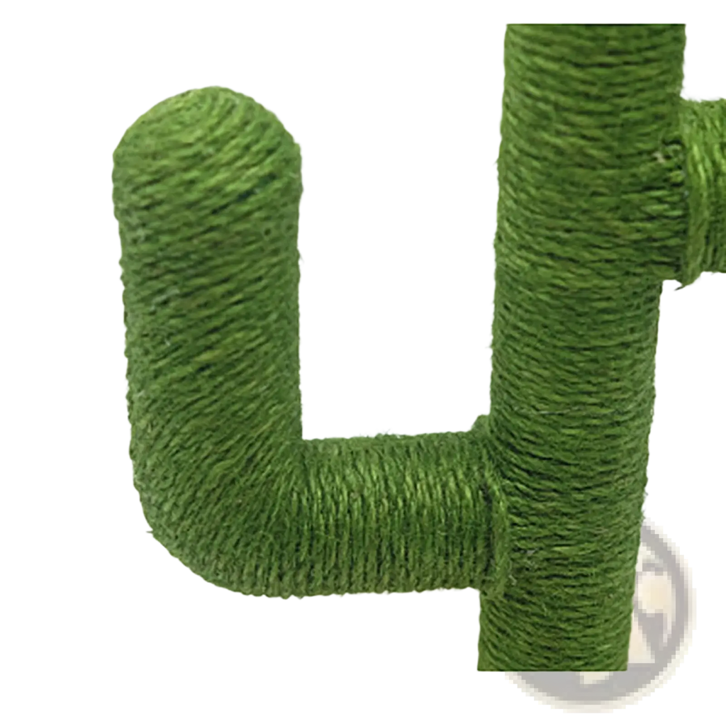 Green rope-wrapped cactus-shaped cat scratching post made of sisal for climbing and scratching use