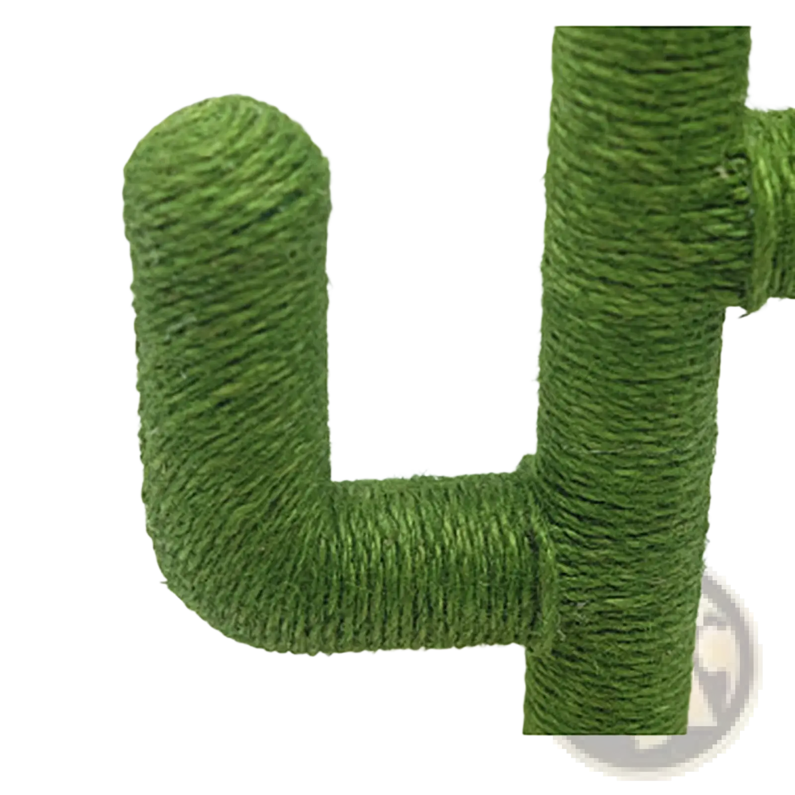 Green rope-wrapped cactus-shaped cat scratching post made of sisal for climbing and scratching use