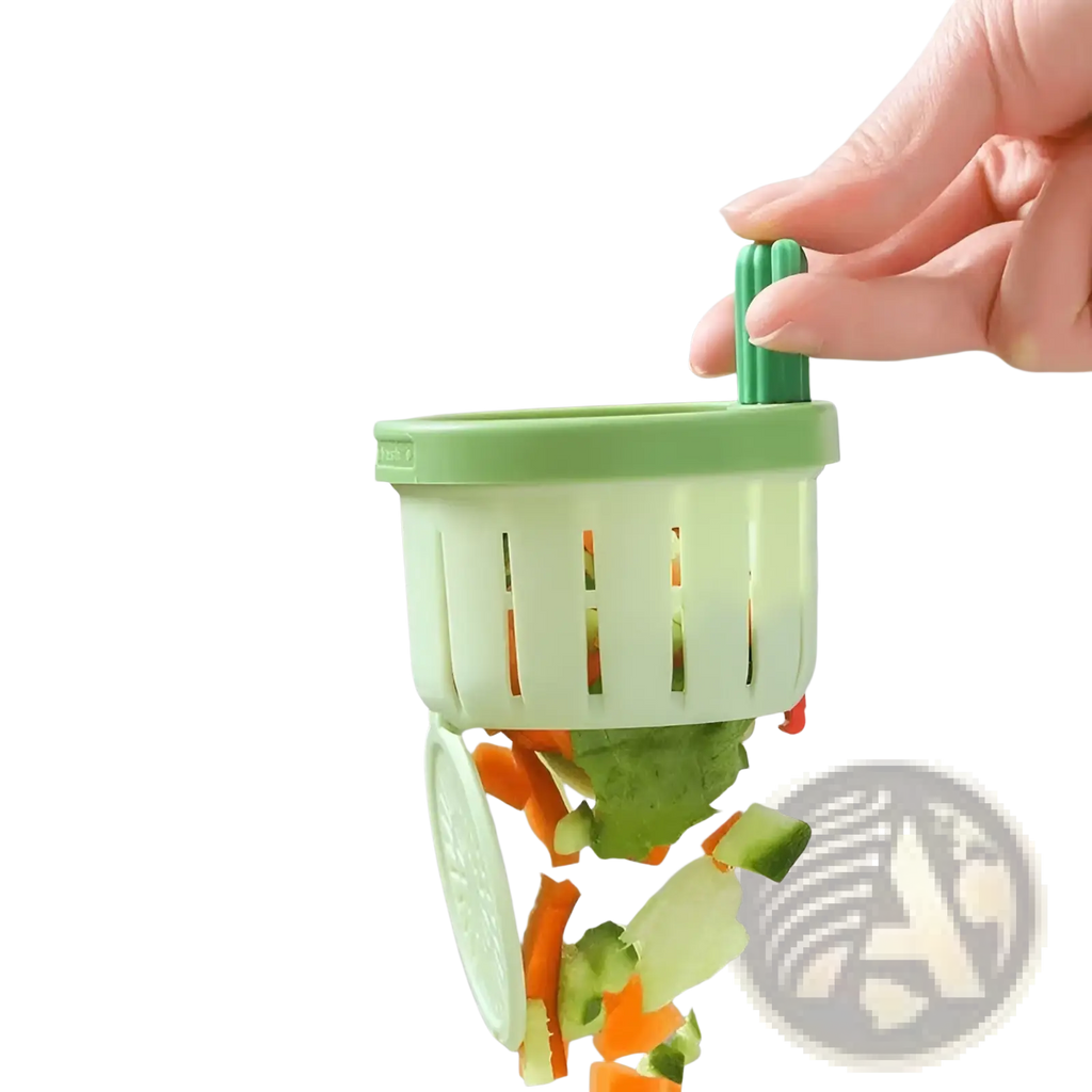 Light green plastic cactus sink drain strainer basket filter net with matching lid and handle for hands-free use