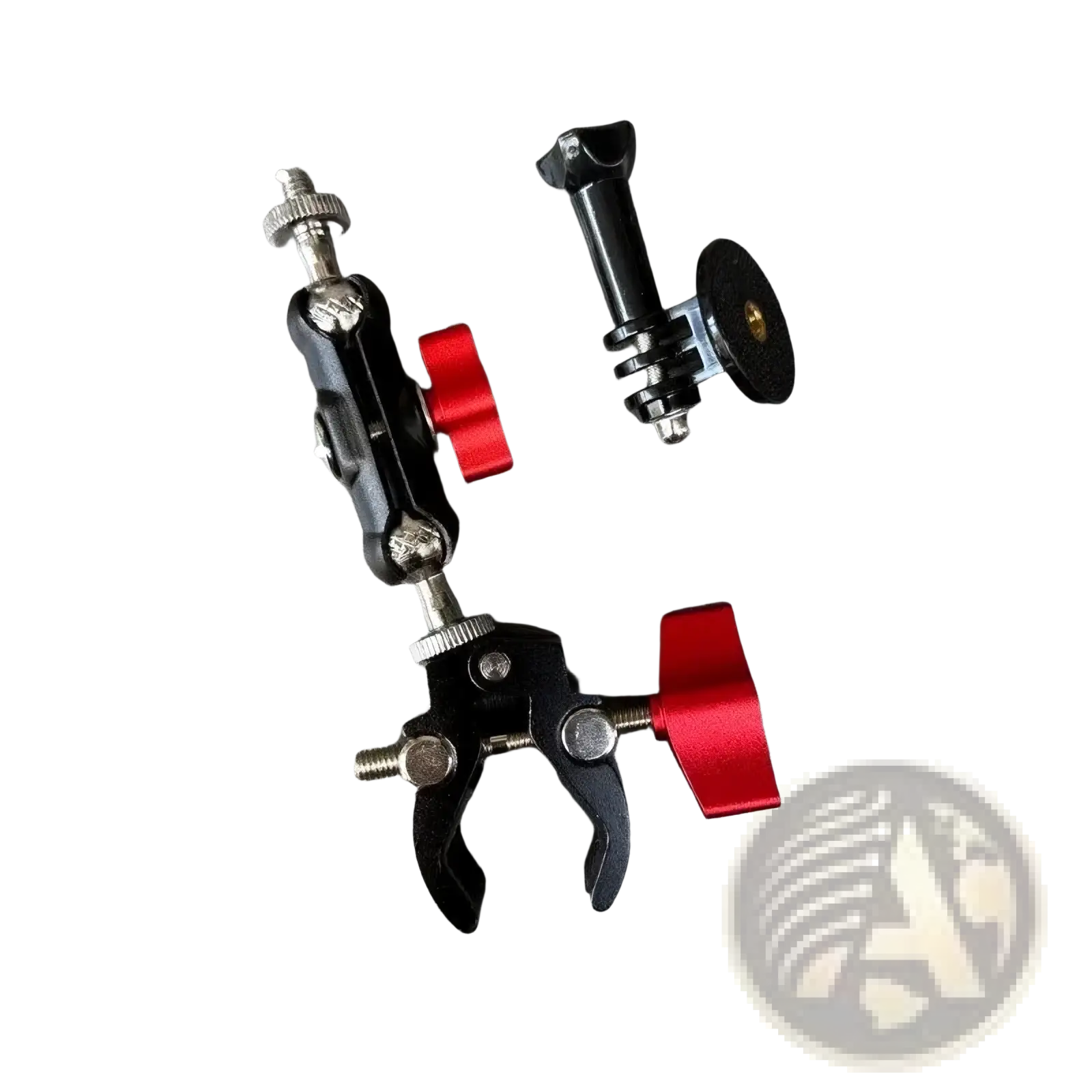 Black and red aluminum alloy camera super clamp with 1/4 inch screw mount for gopro cameras with magic arm set