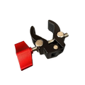 Black and red aluminum alloy camera super clamp with textured grip designed for clamping 13-48mm diameter objects