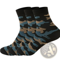 Black ankle socks with blue and tan camouflage pattern designed for military training men’s 5 pairs set