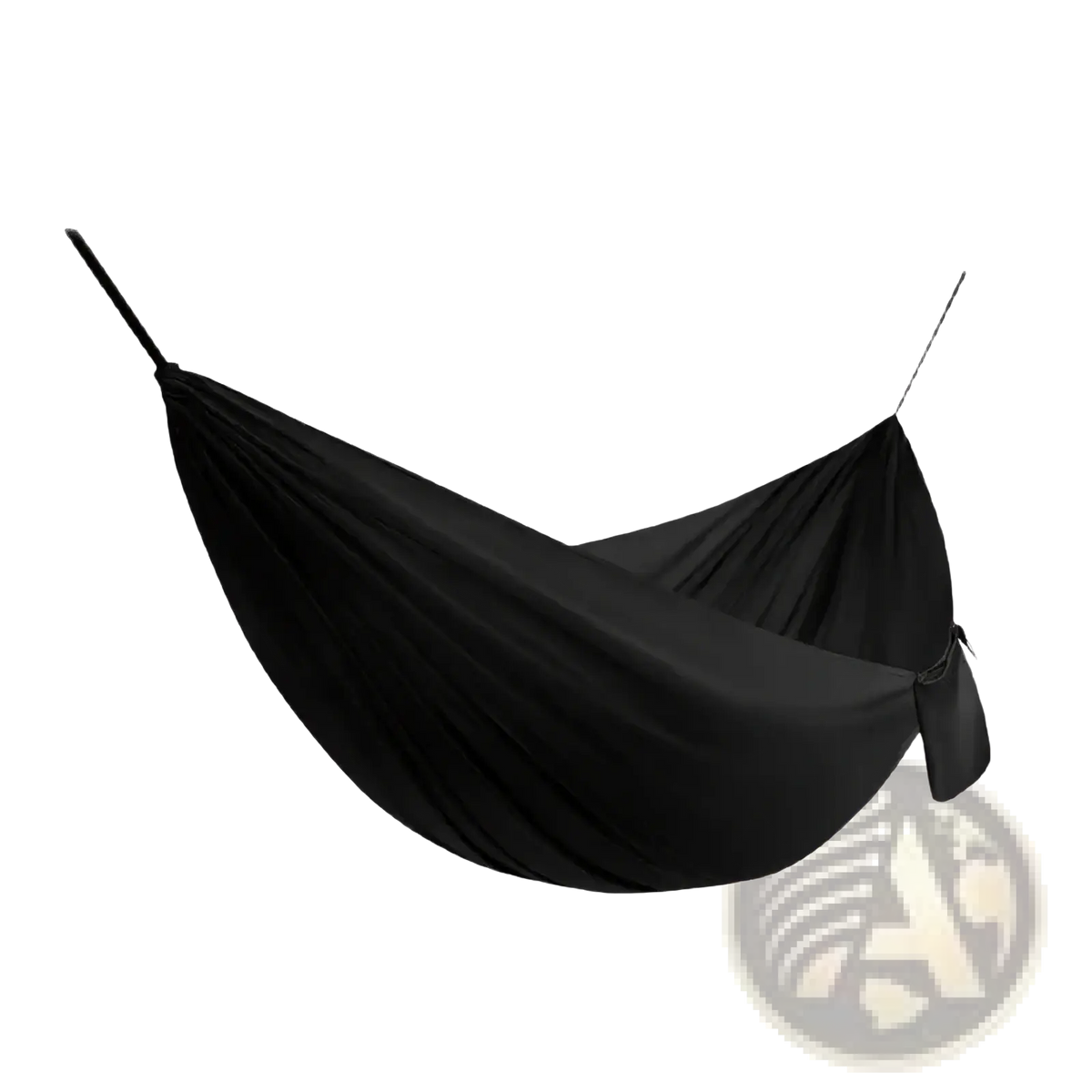 Black nylon camping hammock 210 by 140 cm lightweight durable for outdoor hiking and travel use