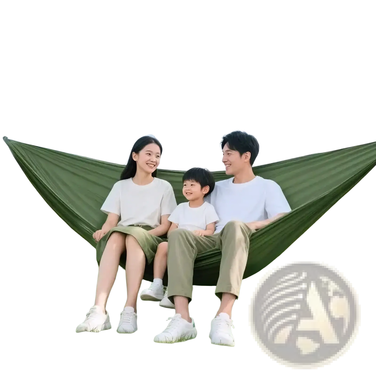 Olive green lightweight camping hammock with 250kg load capacity designed for family outdoor hiking travel use