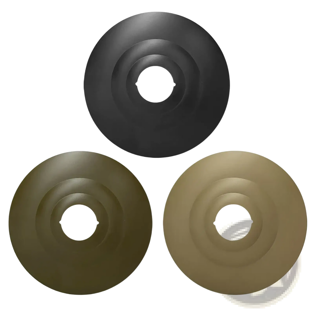 Three matte finished camping tent lampshades in black olive green and tan for Goal Zero lanterns