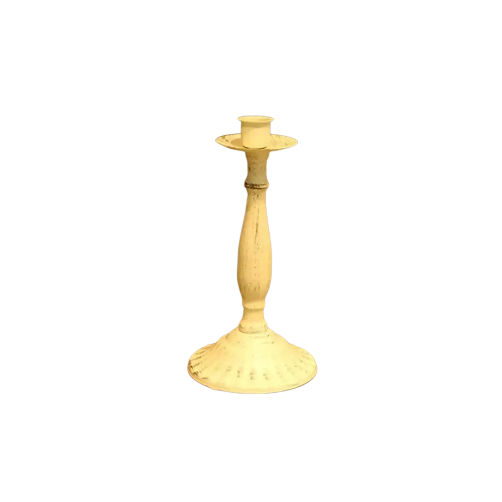 White candle holder with distressed vintage finish and fluted base for table decorations modern european hotel wedding