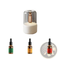 White cylindrical candle light aroma diffuser usb humidifier with clear glass dome and rose gold central column 120ml
