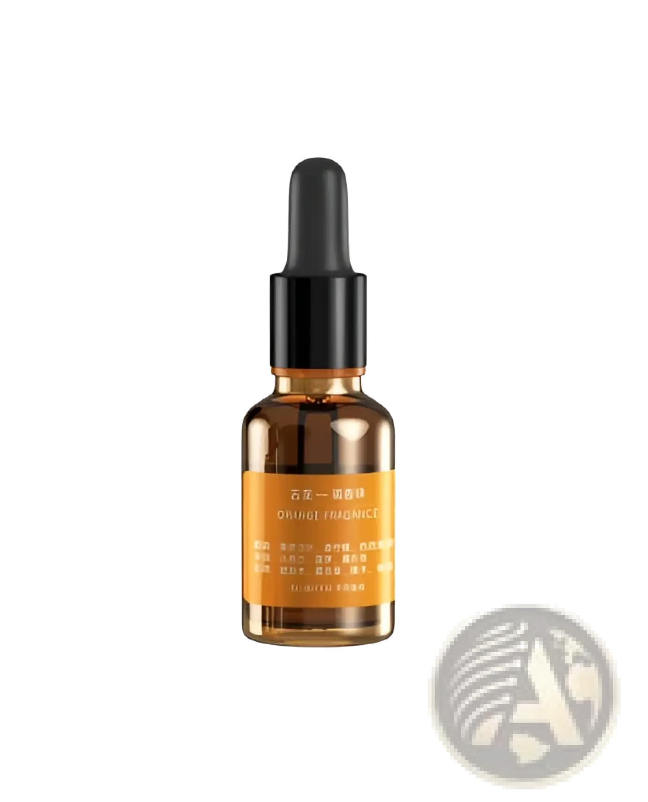 A sleek amber glass bottle with black dropper cap and orange fragrance label for candle light aroma diffuser usb humidifier 120ml