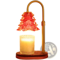 A red tiered glass candle warmer lamp with brass stand base timer and adjustable height for home use