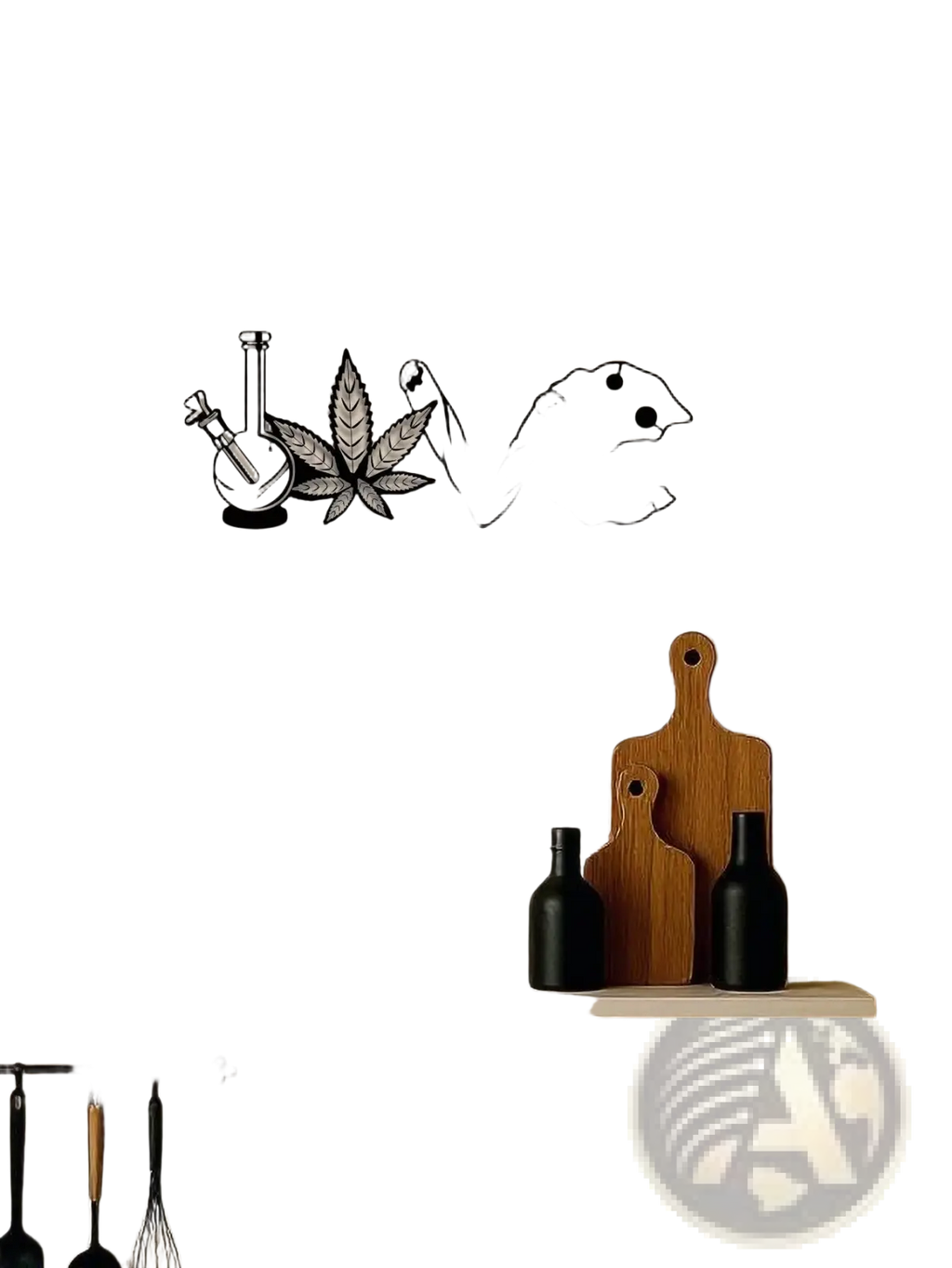Black metal wall art decor spelling love with bong cannabis leaf rolled cigarette and cookie for home 2 days shipping