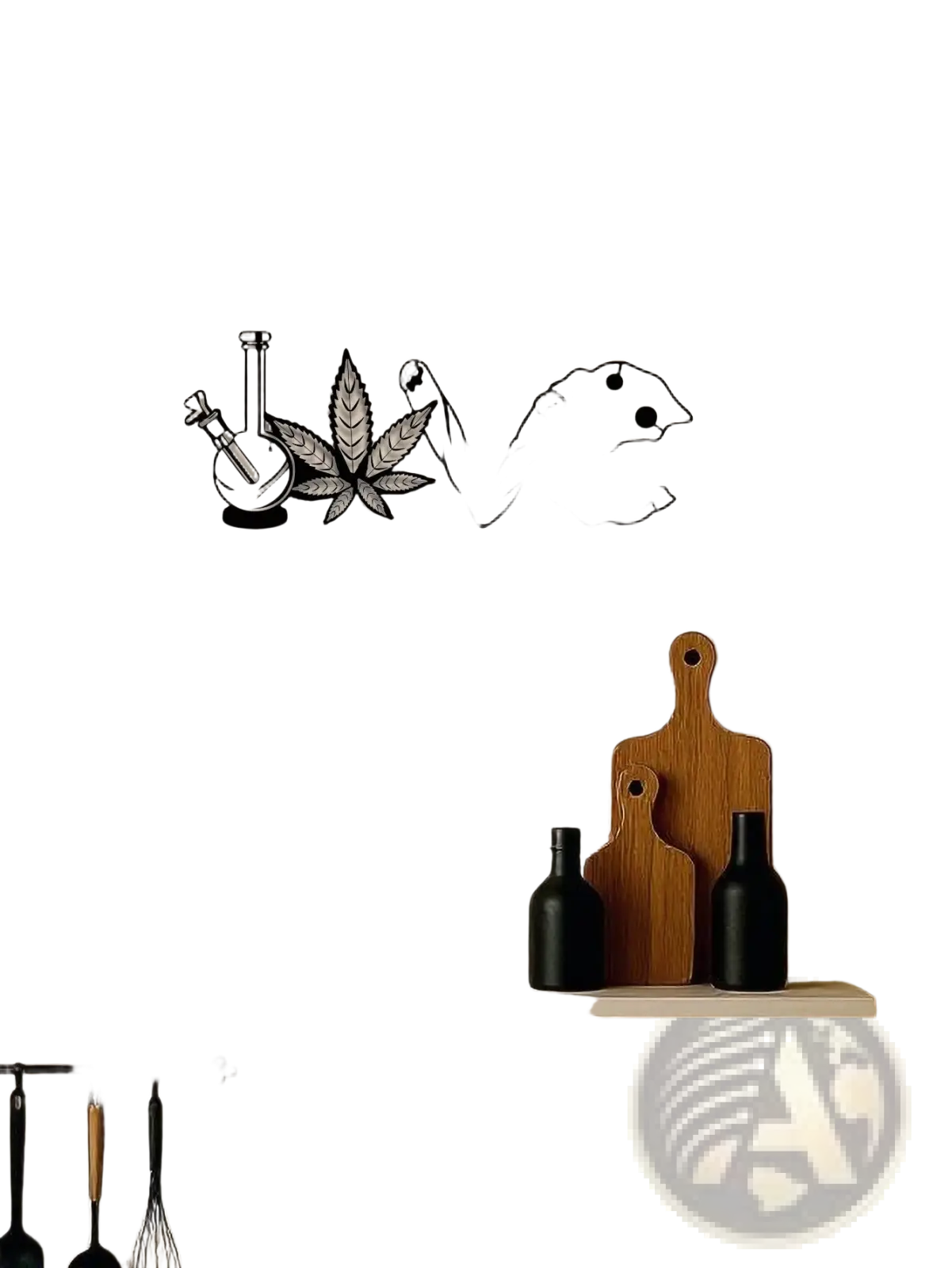 Black metal wall art decor spelling love with bong cannabis leaf rolled cigarette and cookie for home 2 days shipping