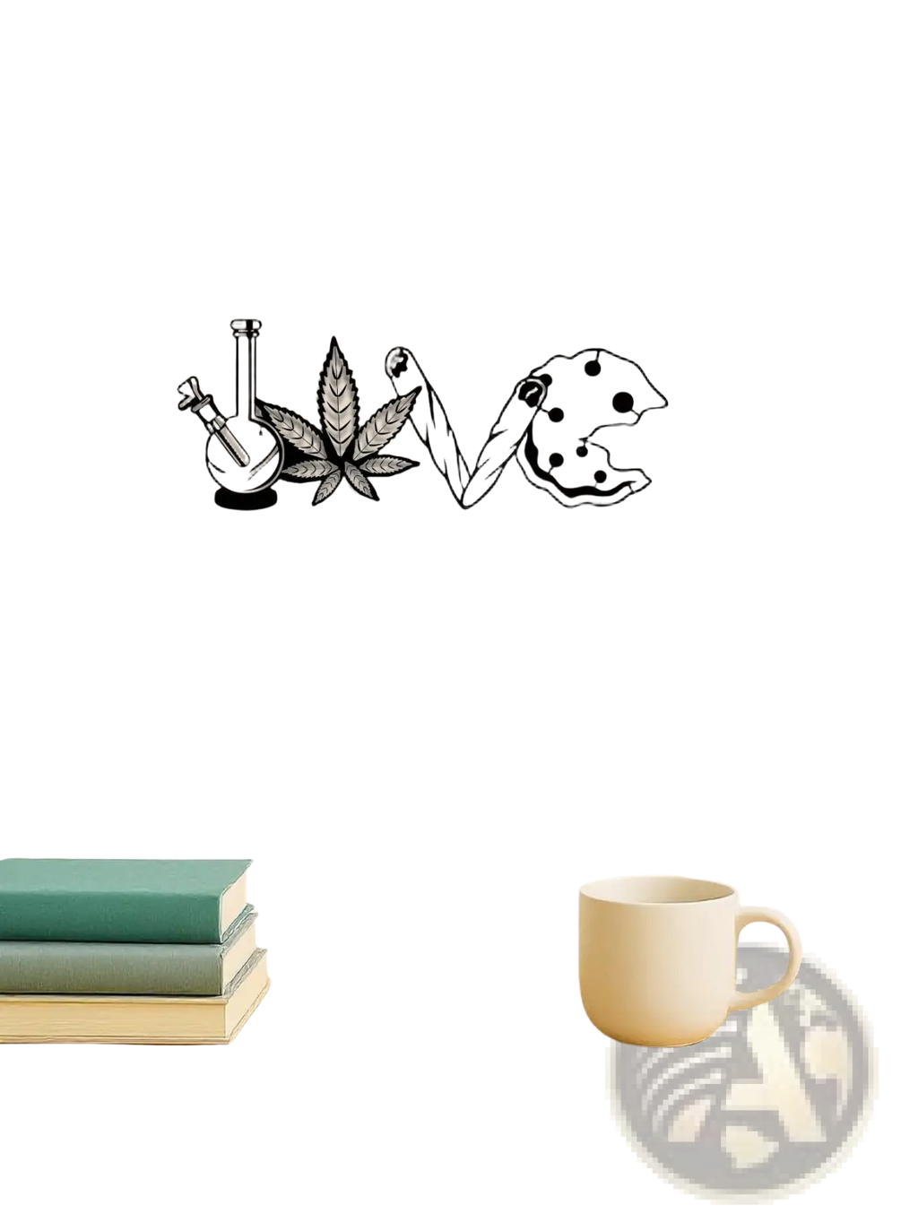 Black metal wall art spelling love with bong cannabis leaf rolled cigarette and cookie for home decor shipping in 2 days