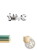 Black metal wall art spelling love with bong cannabis leaf rolled cigarette and cookie for home decor shipping in 2 days