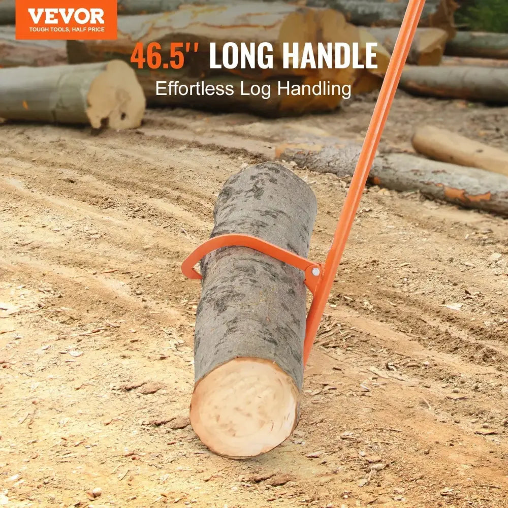 Orange Vevor heavy duty steel cant hook with a 46.5 inch handle for effortless forestry and logging log handling