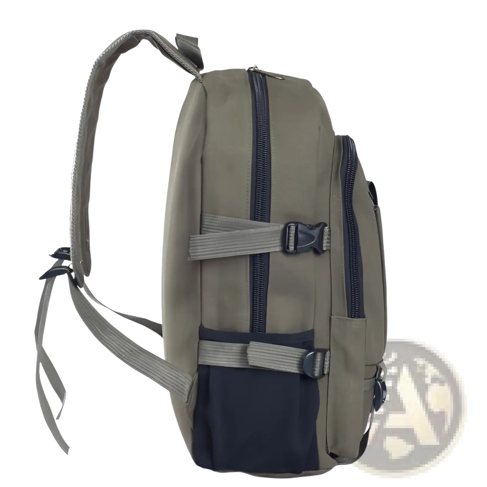 Canvas backpack men’s olive green student bag made of olive green canvas with black zipper pulls and adjustable straps