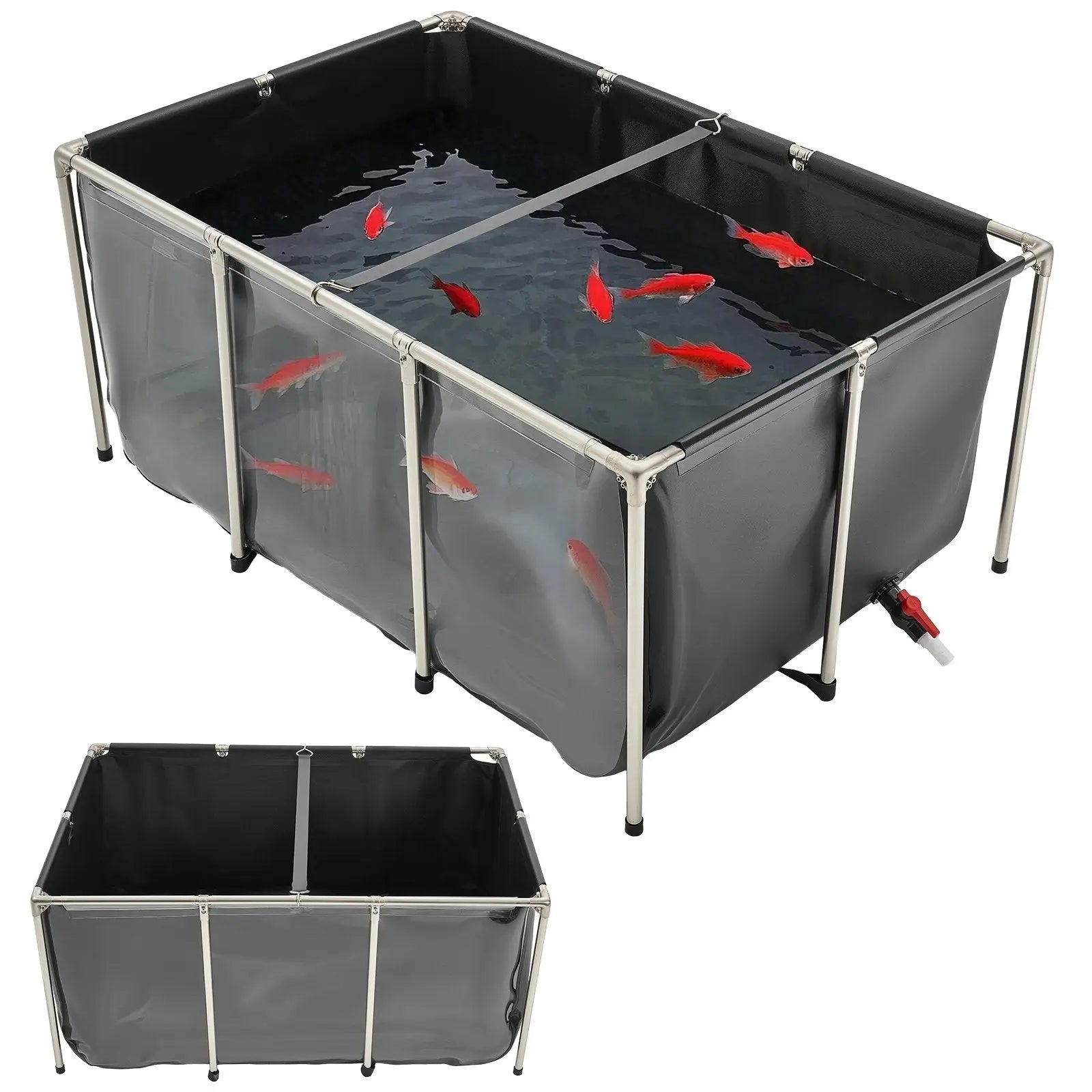 Tanque para peces Koi de 270 galones con ventana de visualización y estanque de peces