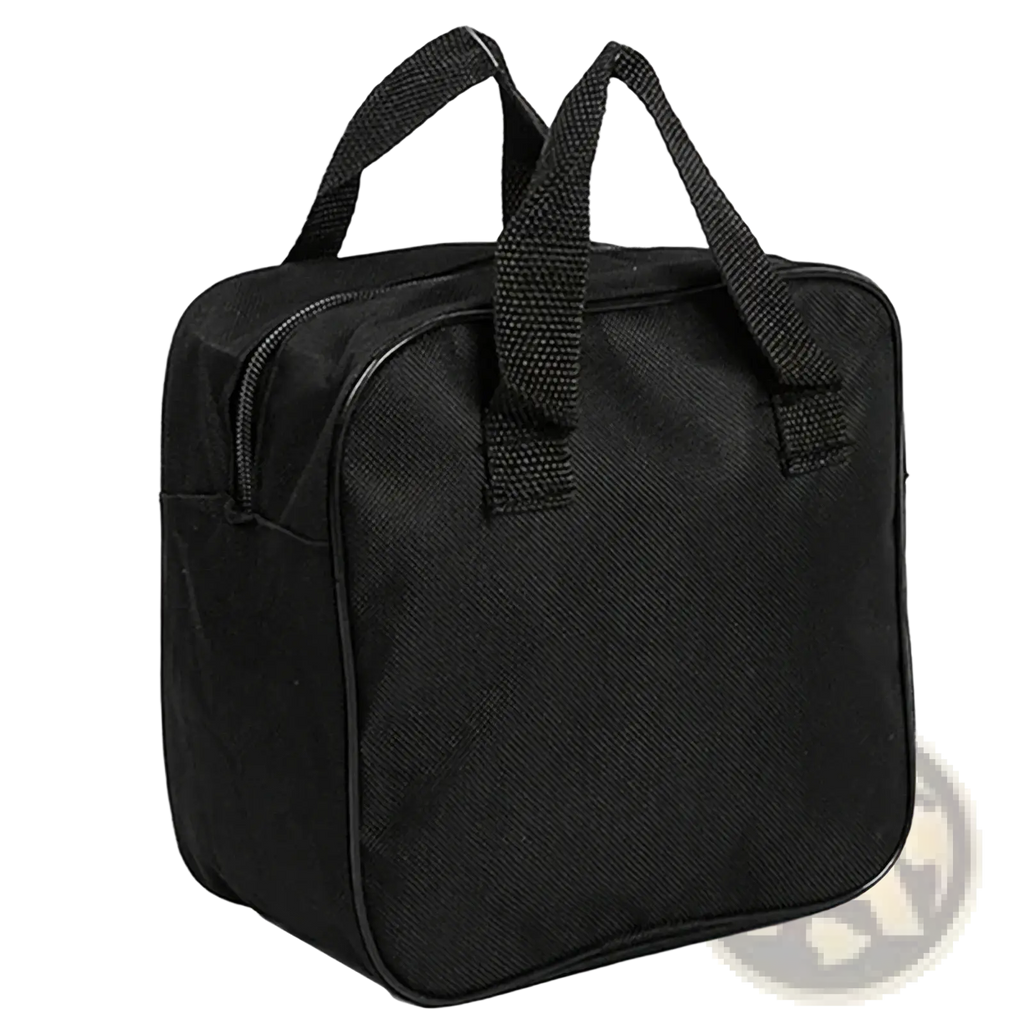 Black oxford cloth car air pump storage bag with sturdy woven handles and zippered closure for organized carrying