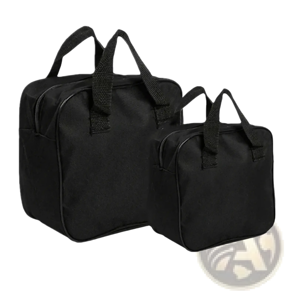 Black fabric car air pump storage bags with sturdy handles and zipper closures made from durable oxford cloth organizer