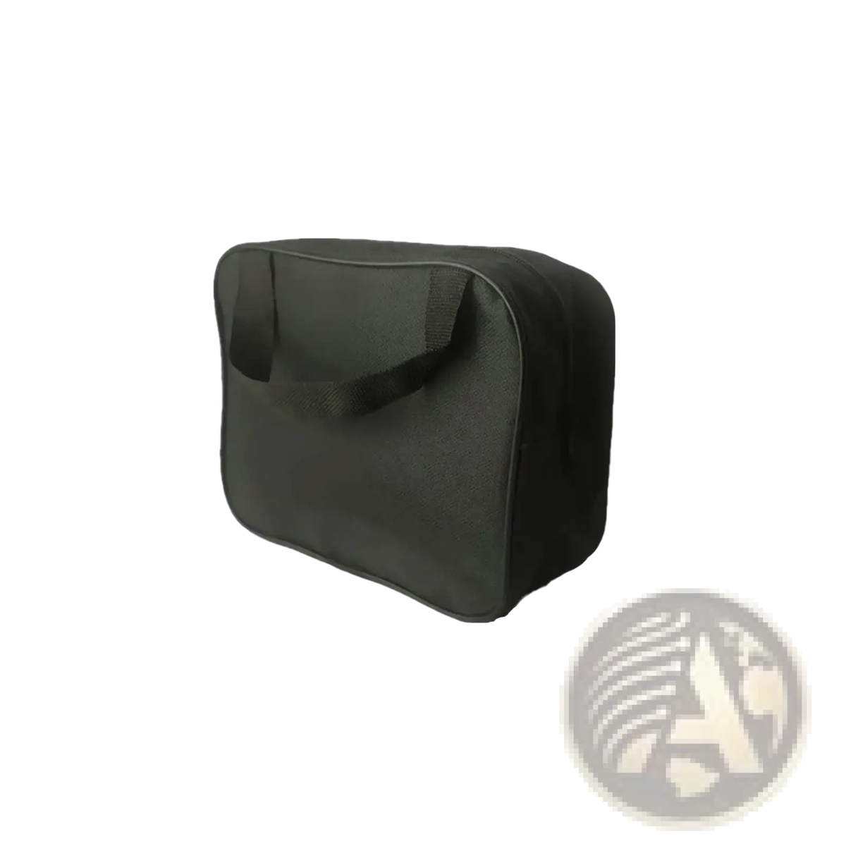 Black rectangular car air pump storage bag with two short handles made of textured Oxford cloth organizer