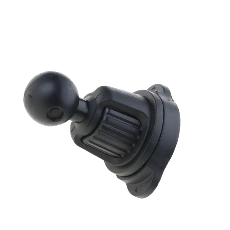 Black plastic phone holder base with 17mm ball joint for adjustable positioning in a car air vent mount clip