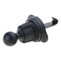 Black plastic car air vent phone holder with 17mm spherical ball joint and adjustable clamp for secure mounting