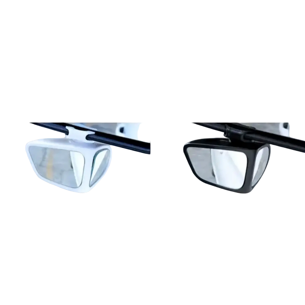 Car blind spot mirror 360 rotation adjustable with white and black plastic rectangular side mirrors 10x7cm each