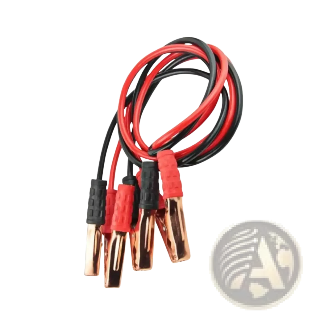 Car booster cable 500a jump start battery clamps with red and black insulated cables and textured rubber grips