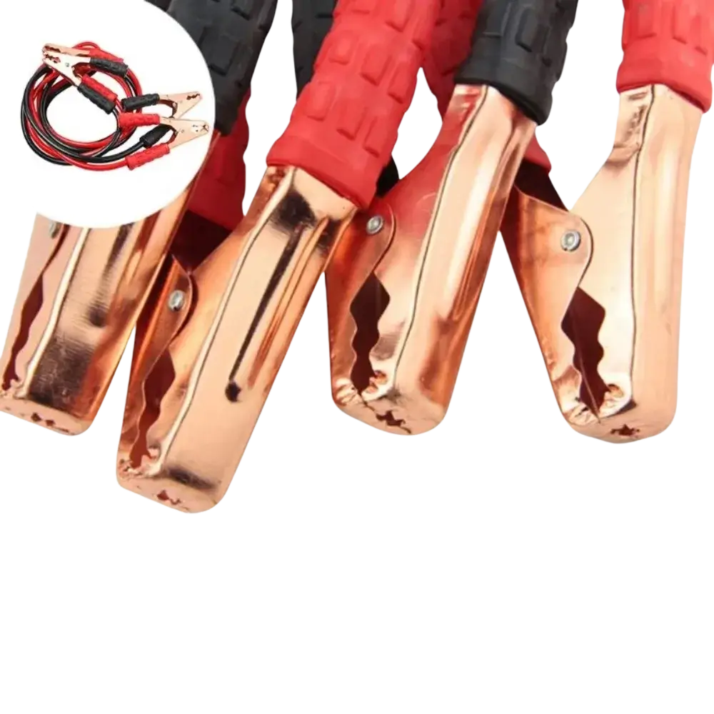 Red and black insulated car booster cable 500a jump start battery clamps with copper metal clamps for vehicle use