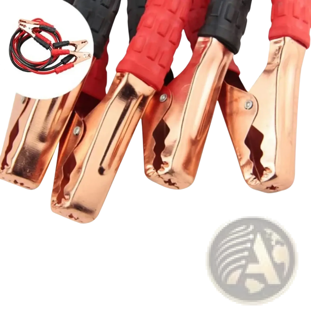 Red and black insulated car booster cables with 500a copper clamps for battery jumper clamps use