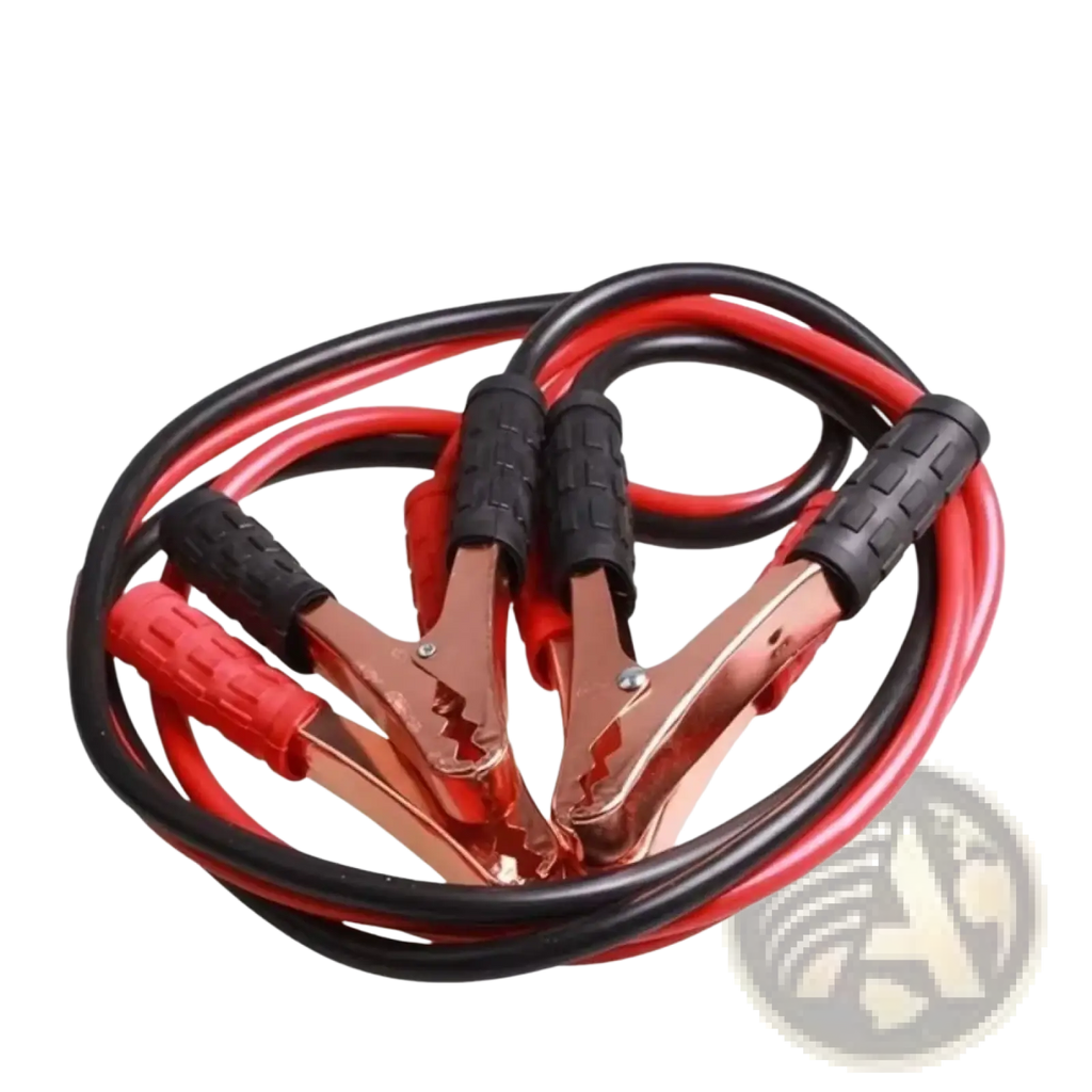 Car booster cables 500a battery jumper clamps with red and black textured rubber grips for secure jump starting